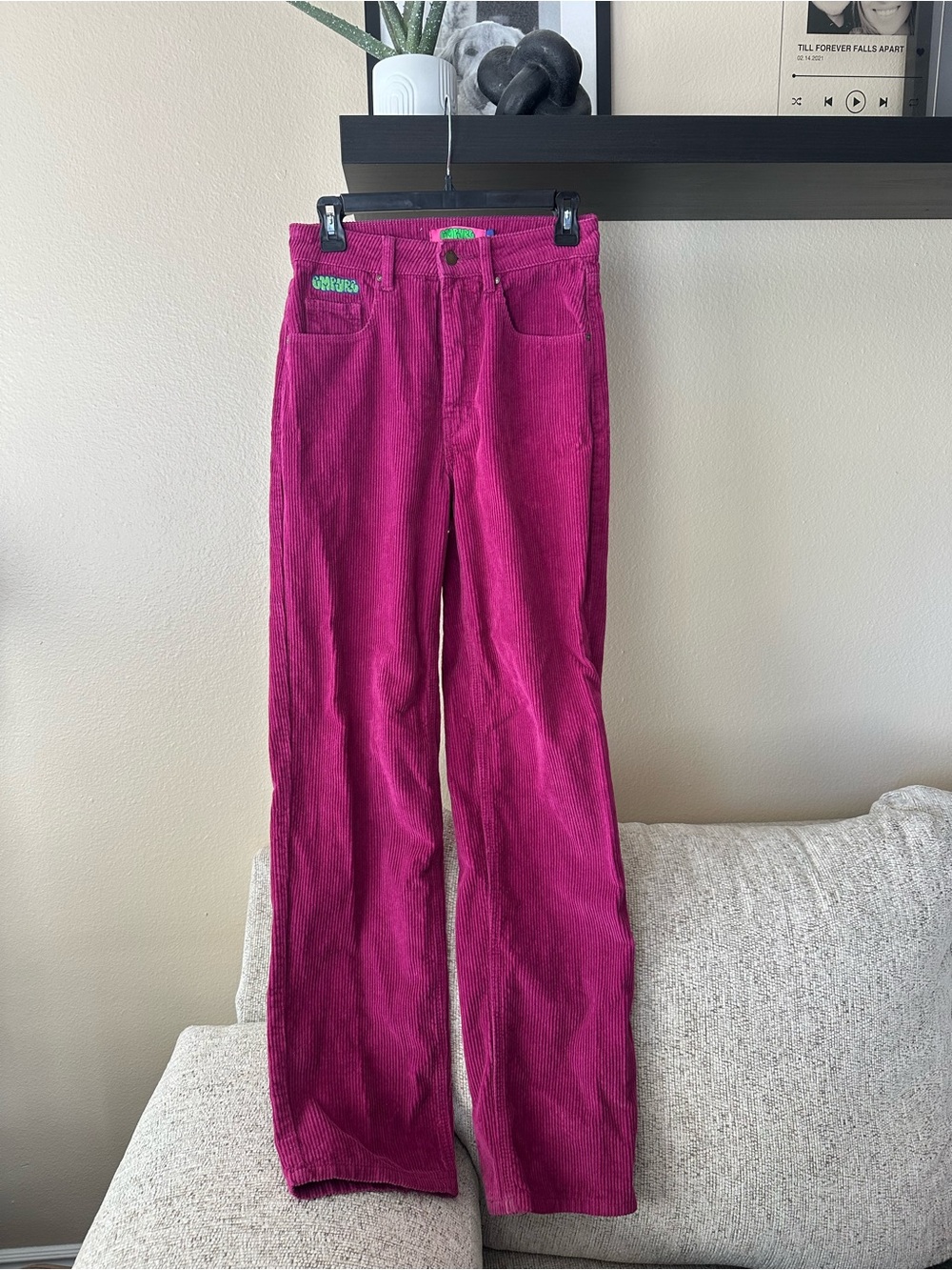 Empyre Women's Fuchsia Corduroy Wide-Leg Jeans